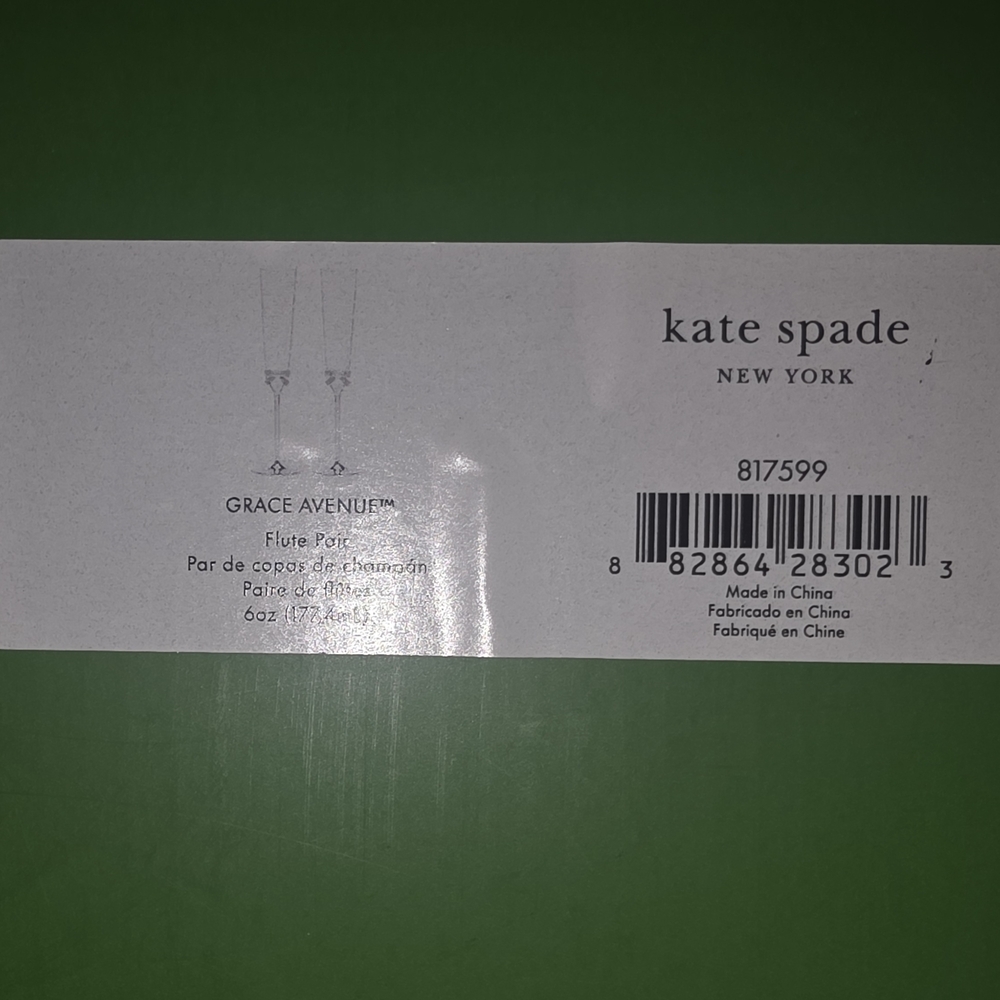 kate Spade Grace AVENUE Silver Champagne Flutes - Picture 4 of 4